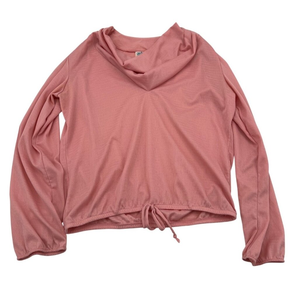 Vintage Kmart Women's Rose Pink Long Sleeve Blouse 15/16 Size L Drawstring Waist
